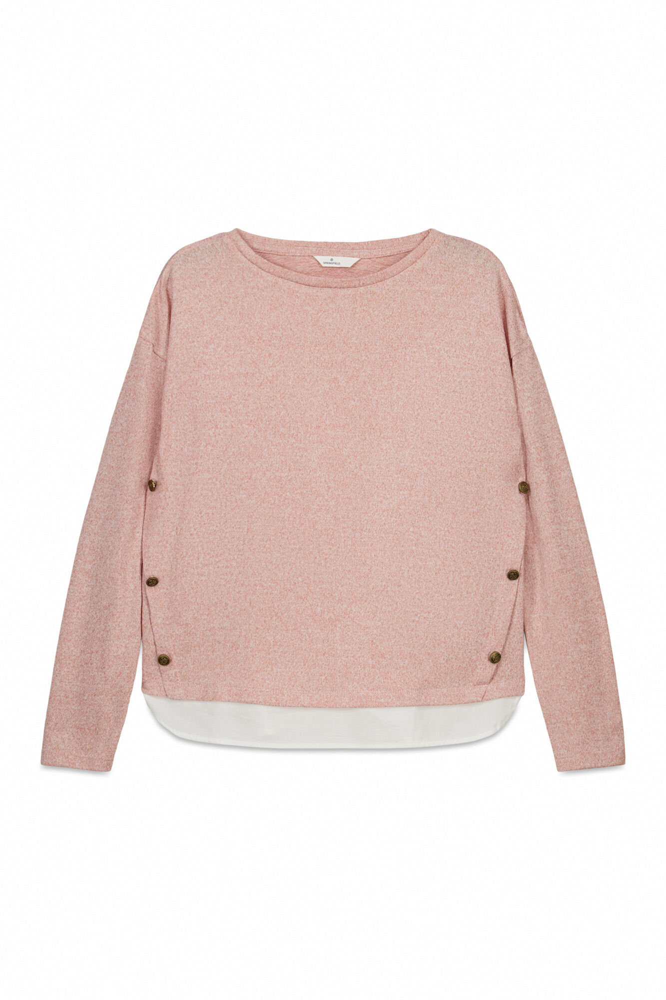 Springfield Playera combinada con botones laterales rosa