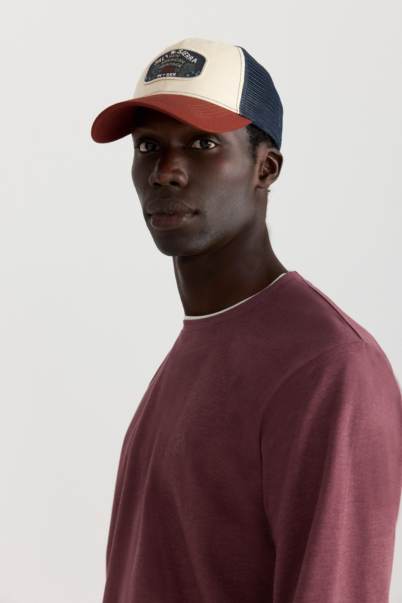 Springfield Playera manga larga doble cuello melange p&uacute;rpura