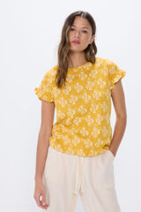 Springfield Playera estampada mangas volante amarillo