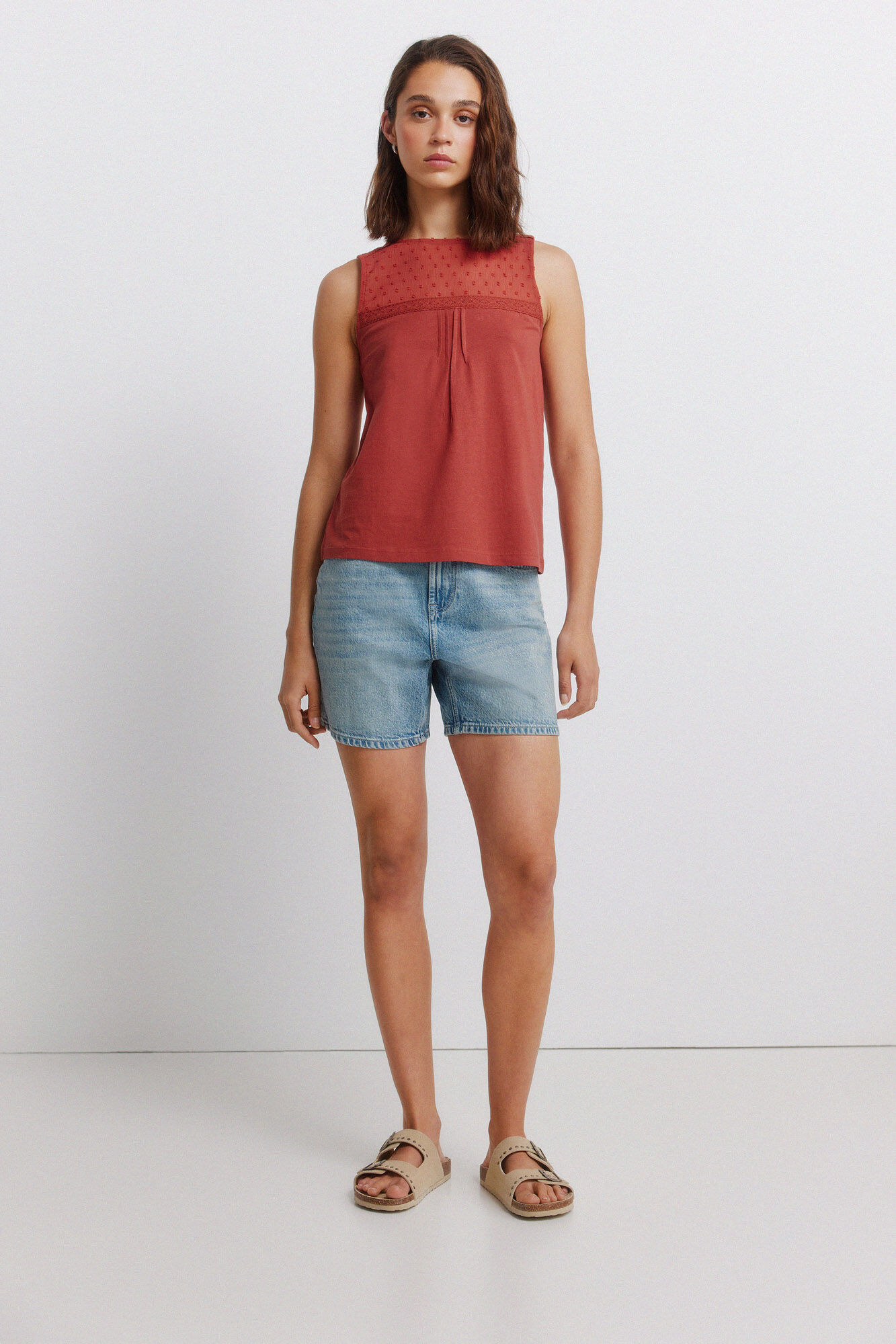 Springfield Playera de tirantes plumet&iacute; rojo