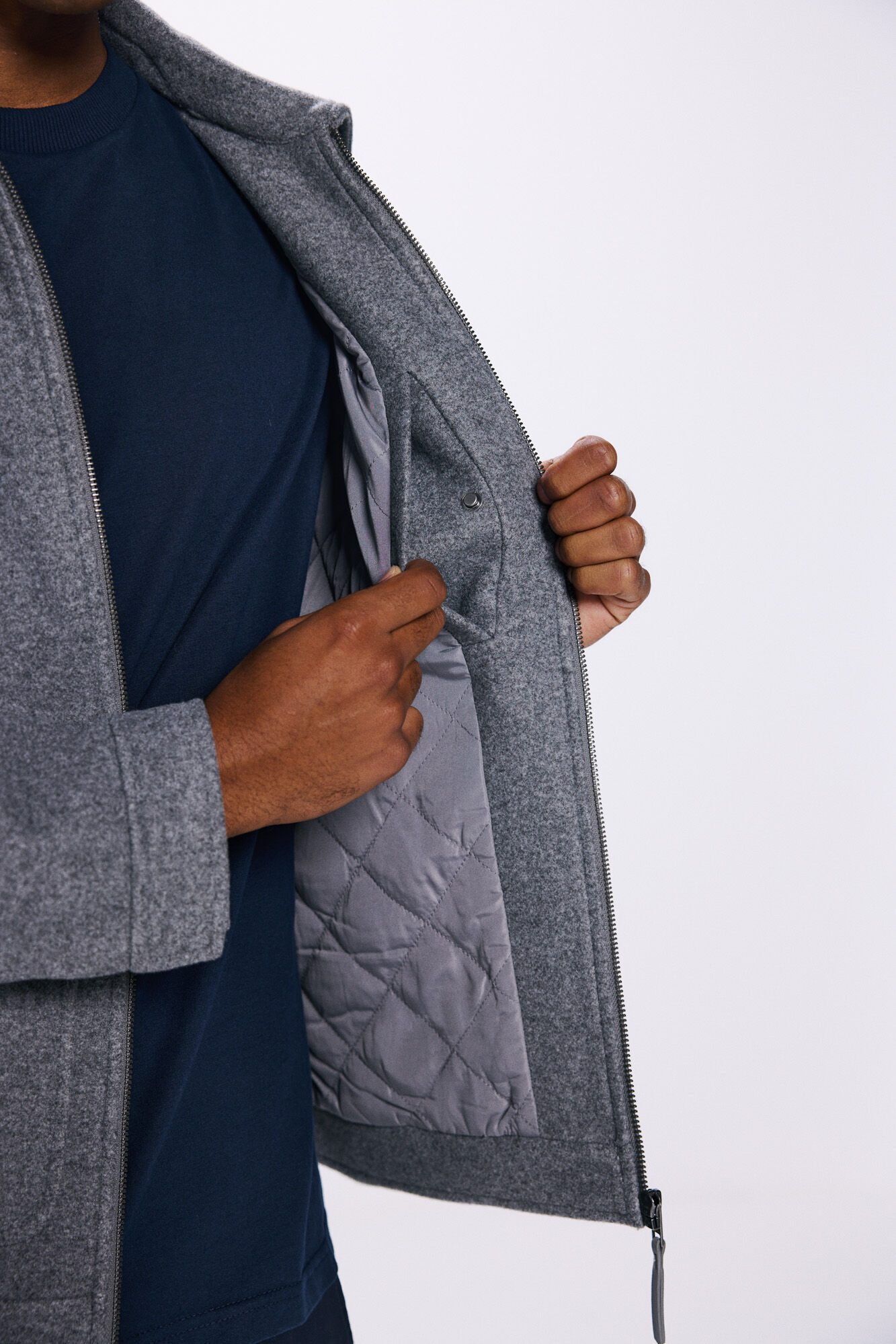 Springfield Cazadora aviador efecto lana gris