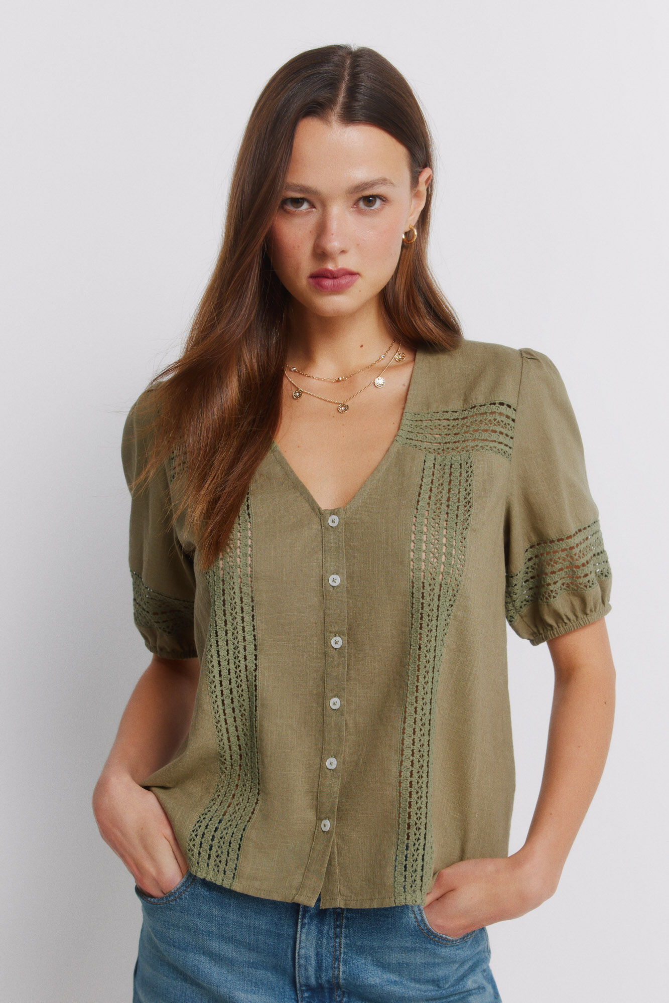 Springfield Camisa manga corta de encaje