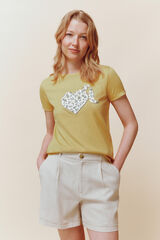 Springfield Playera "Coraz&oacute;n con pelazo" amarillo