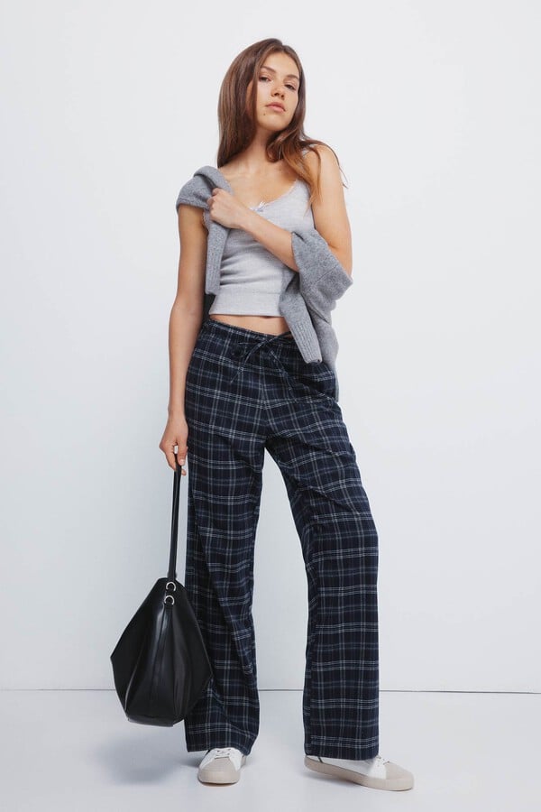 Springfield Pantalones jogger a cuadros marino