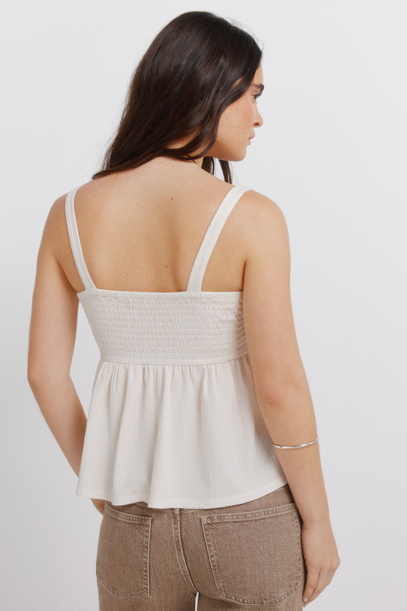 Springfield Top de tirantes de crochet con lazo marfil