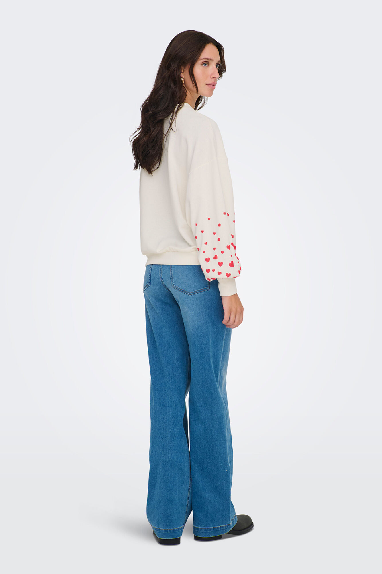 Only Sudadera de cuello redondo marfil