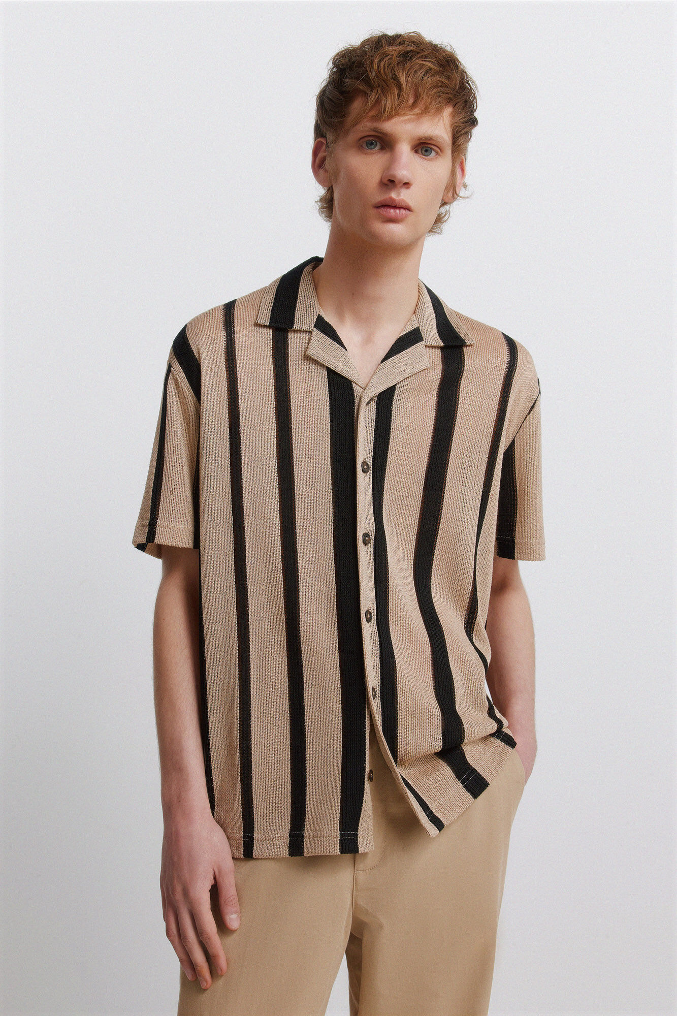 Springfield Polo camisero de estructura regular fit beige