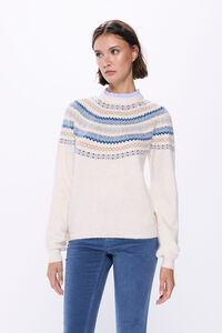 Springfield Suéter jacquard cenefas cuello combinado marfil