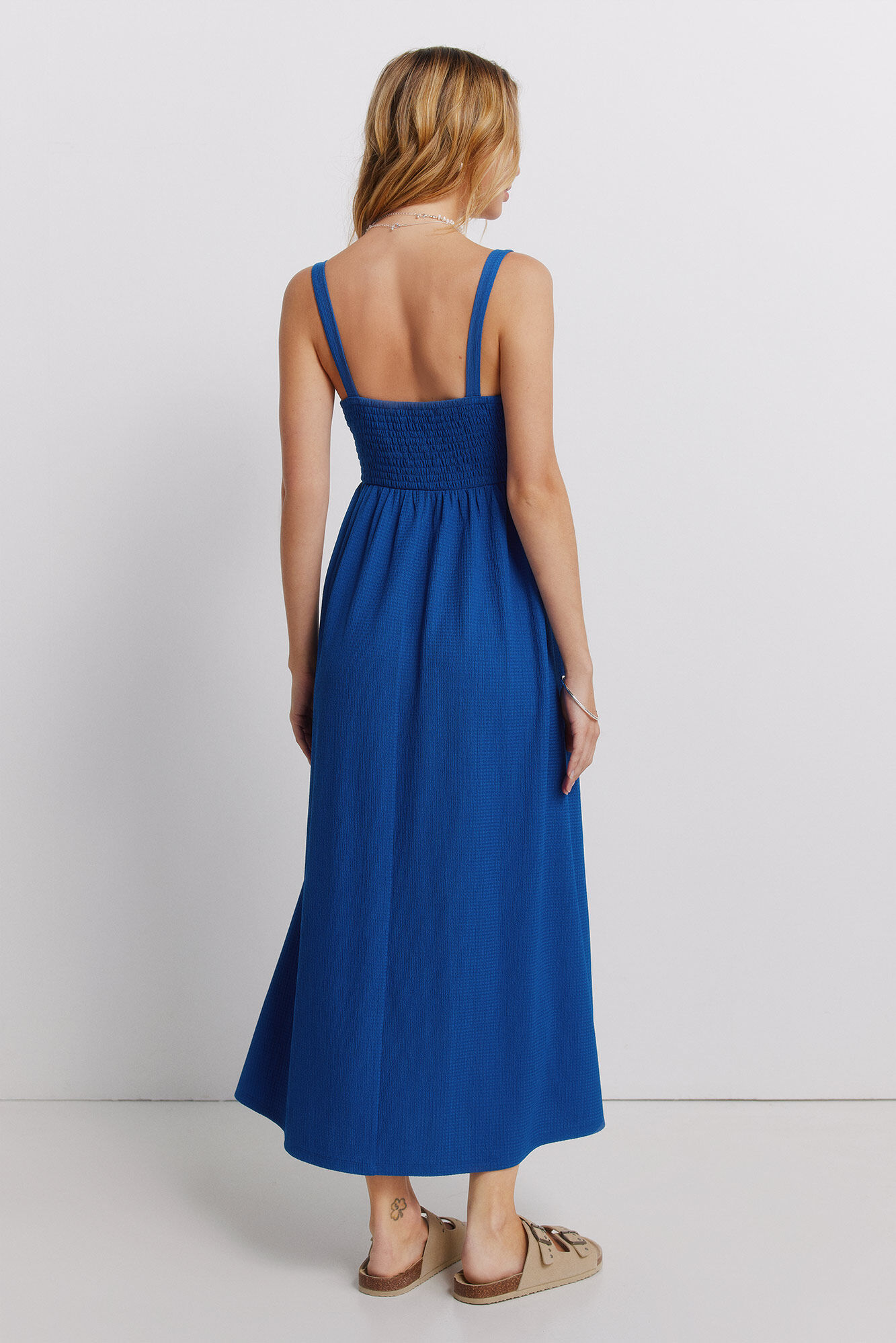 Springfield Vestido midi de tirantes de crochet turquesa