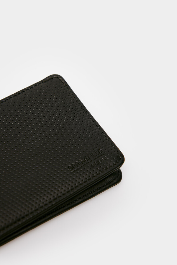 Springfield Cartera básica efecto piel con micro perforado negro