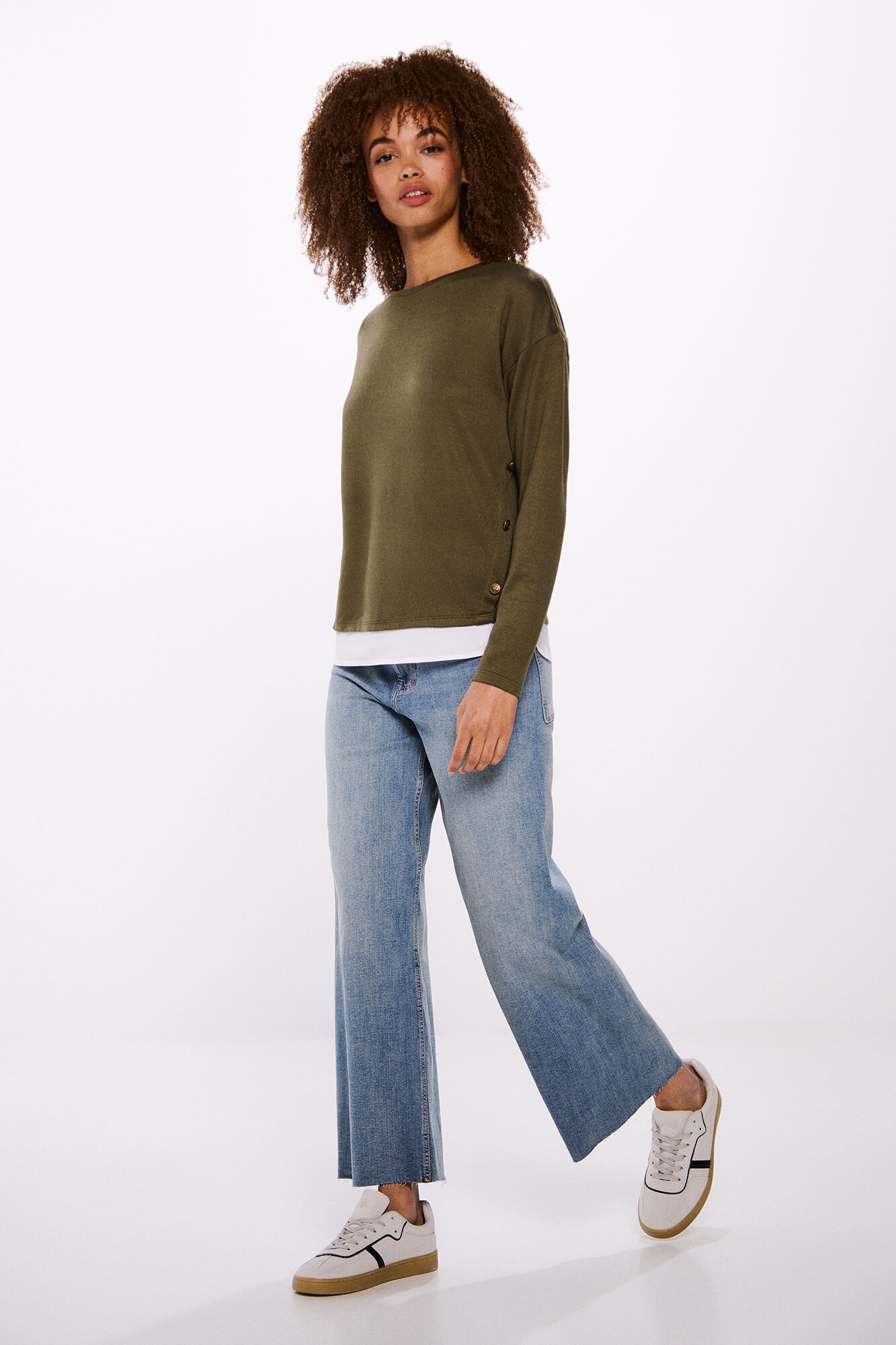 Springfield Playera combinada botones laterales khaki