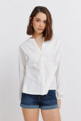 Springfield Blusa manga larga bordada blanco