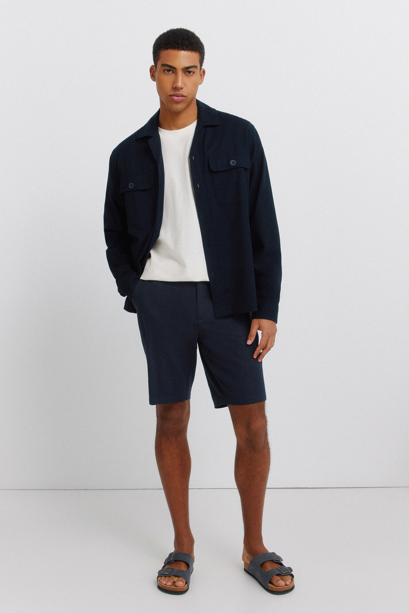 Springfield Bermudas dobby comfort fit de lino