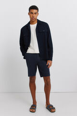 Springfield Bermudas dobby comfort fit de lino azul