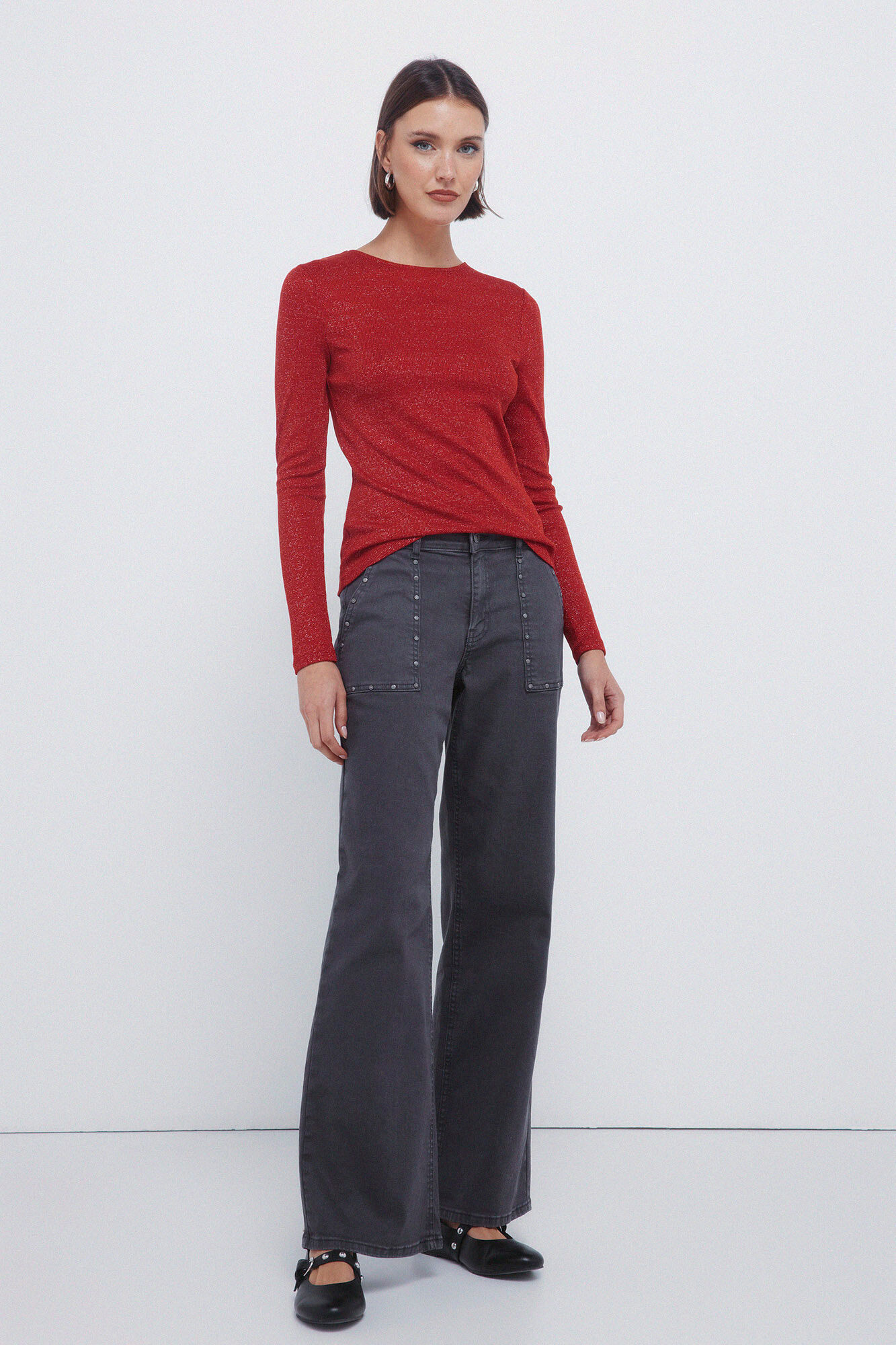 Springfield Playera con escote de l&uacute;rex rojo