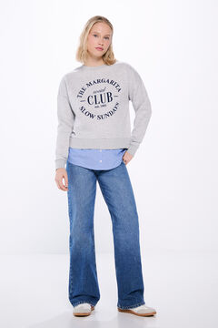 Springfield Sudadera texto bordado combinada gris
