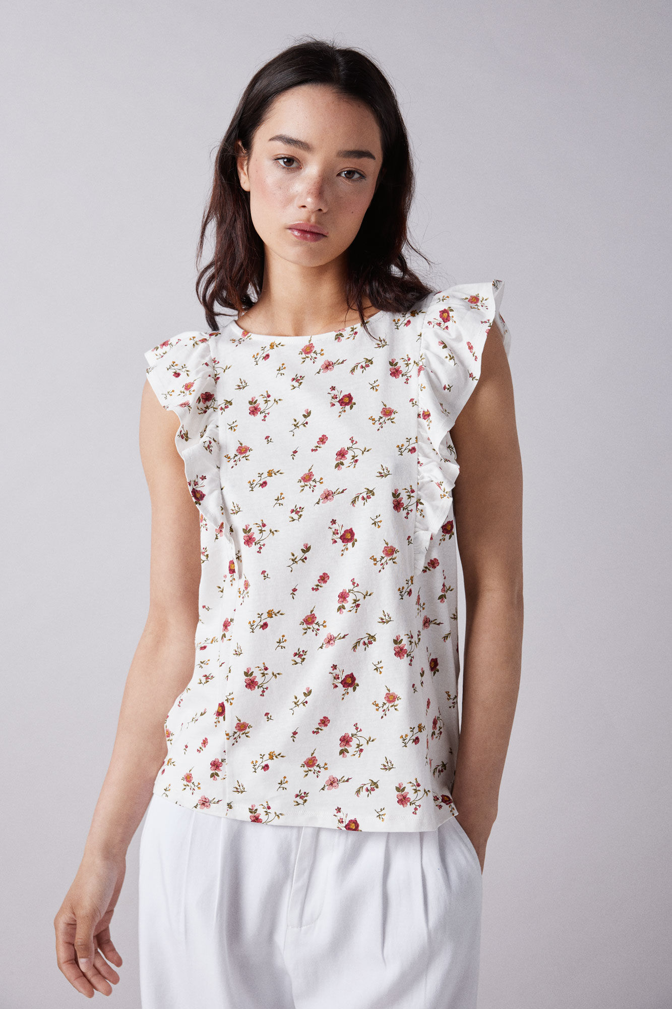 Springfield Playera estampada volantes laterales