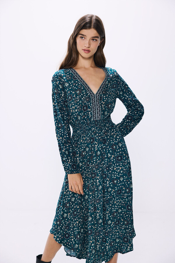 Springfield Vestido midi dobladillo asimétrico verde