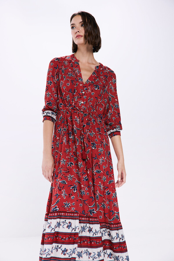 Springfield Vestido midi cenefas naranja