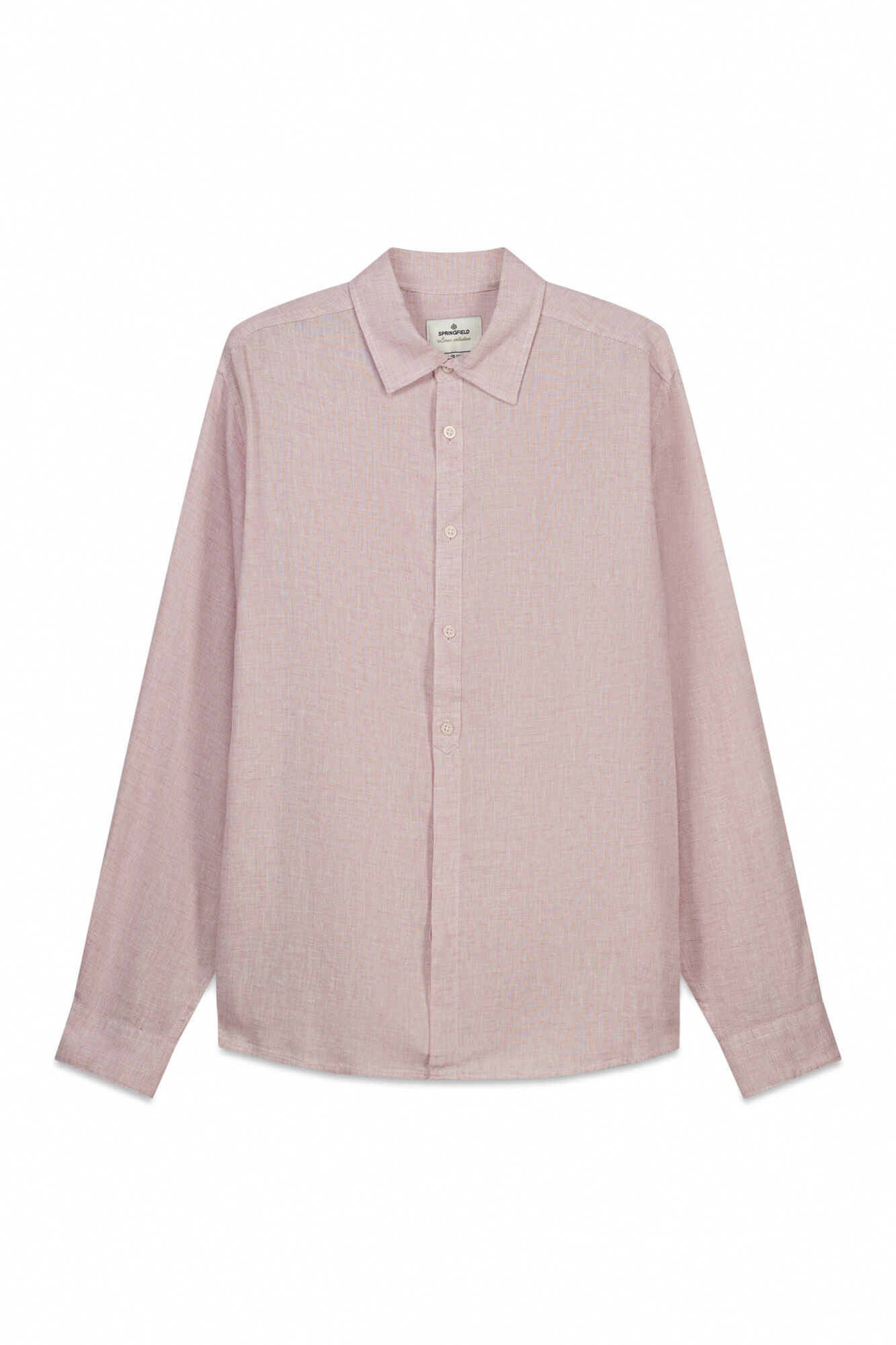 Springfield Camisa fil a fil de lino y viscosa naranja