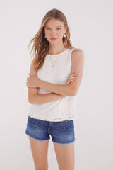 Springfield Top estructura rombos flores beige