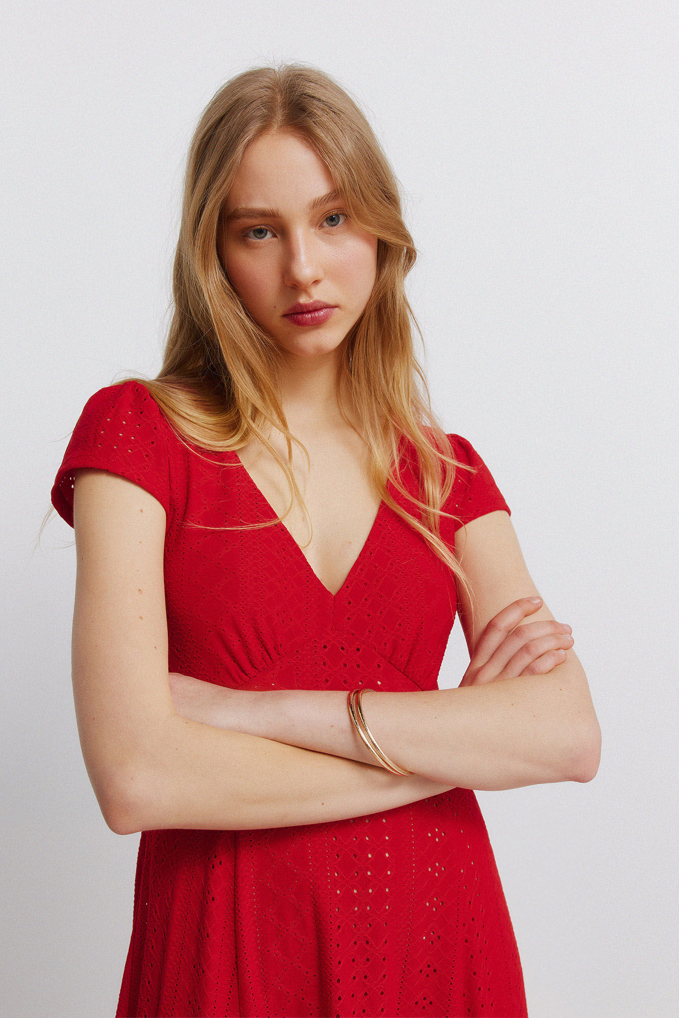 Springfield Vestido estampado de encaje rojo