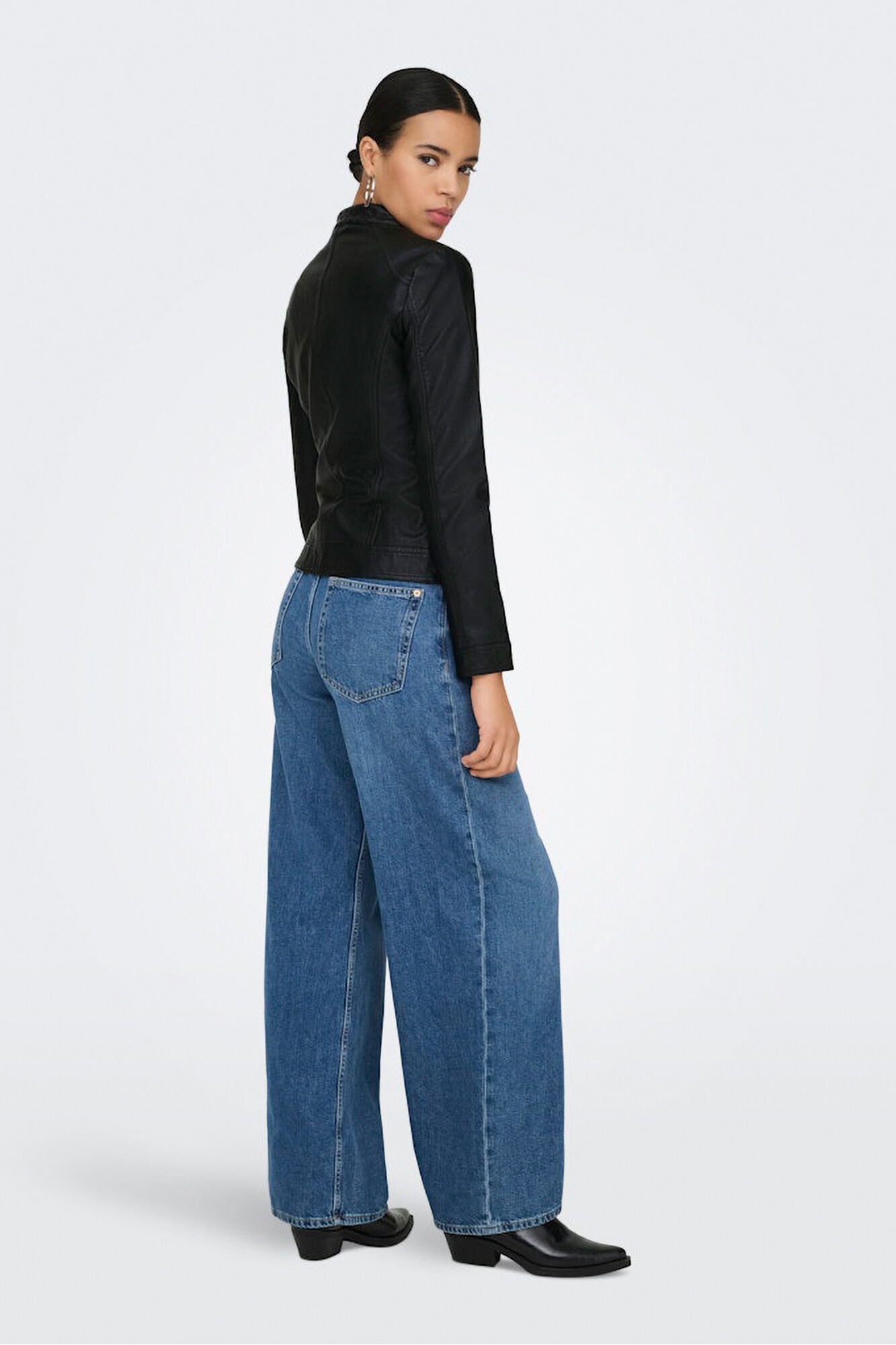 Only Chamarra biker piel vegana negro