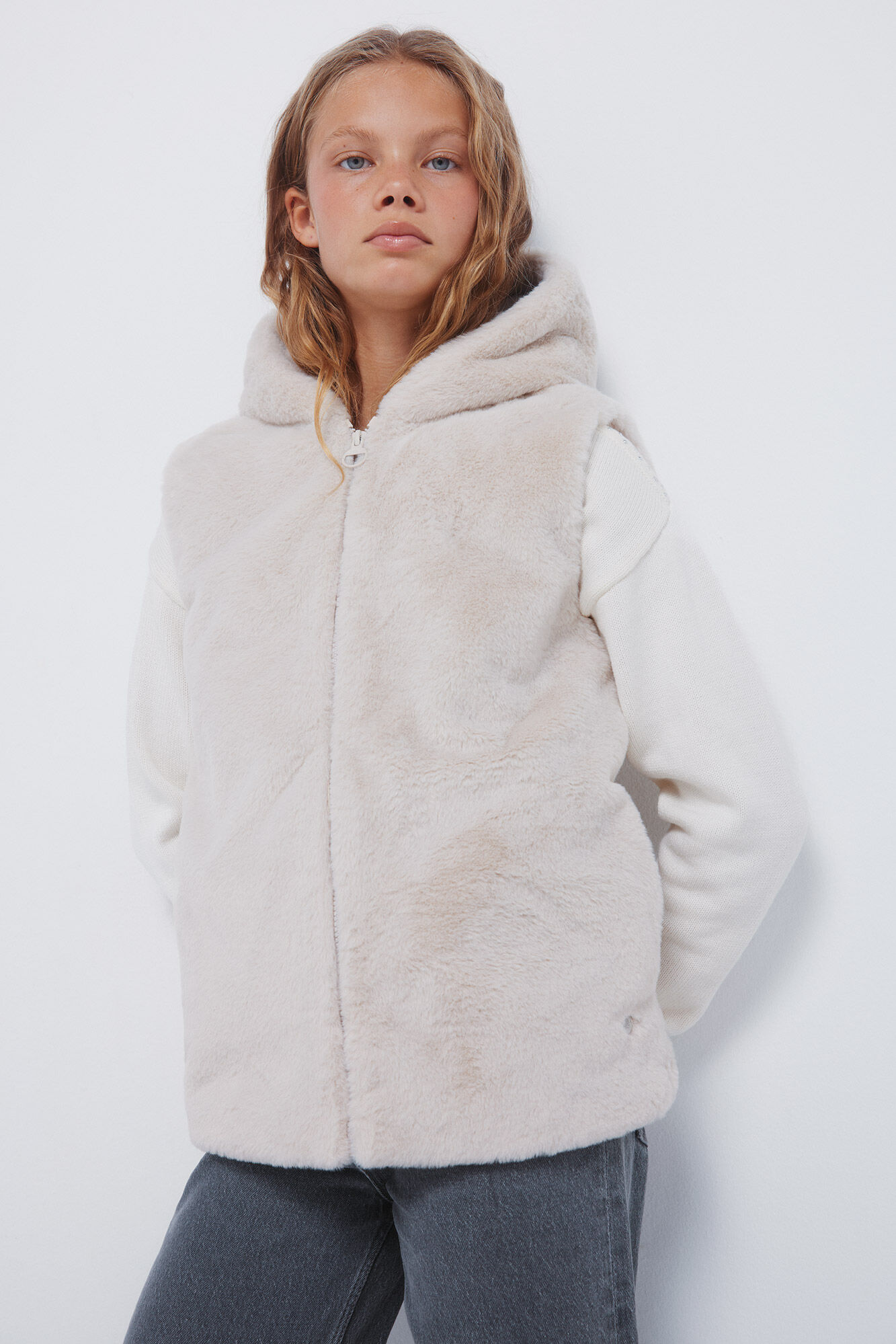 Springfield Kids Chaleco de piel para ni&ntilde;a beige