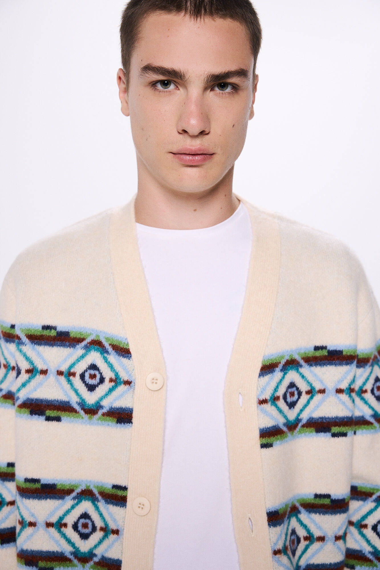 Springfield C&aacute;rdigan jacquard colores blanco