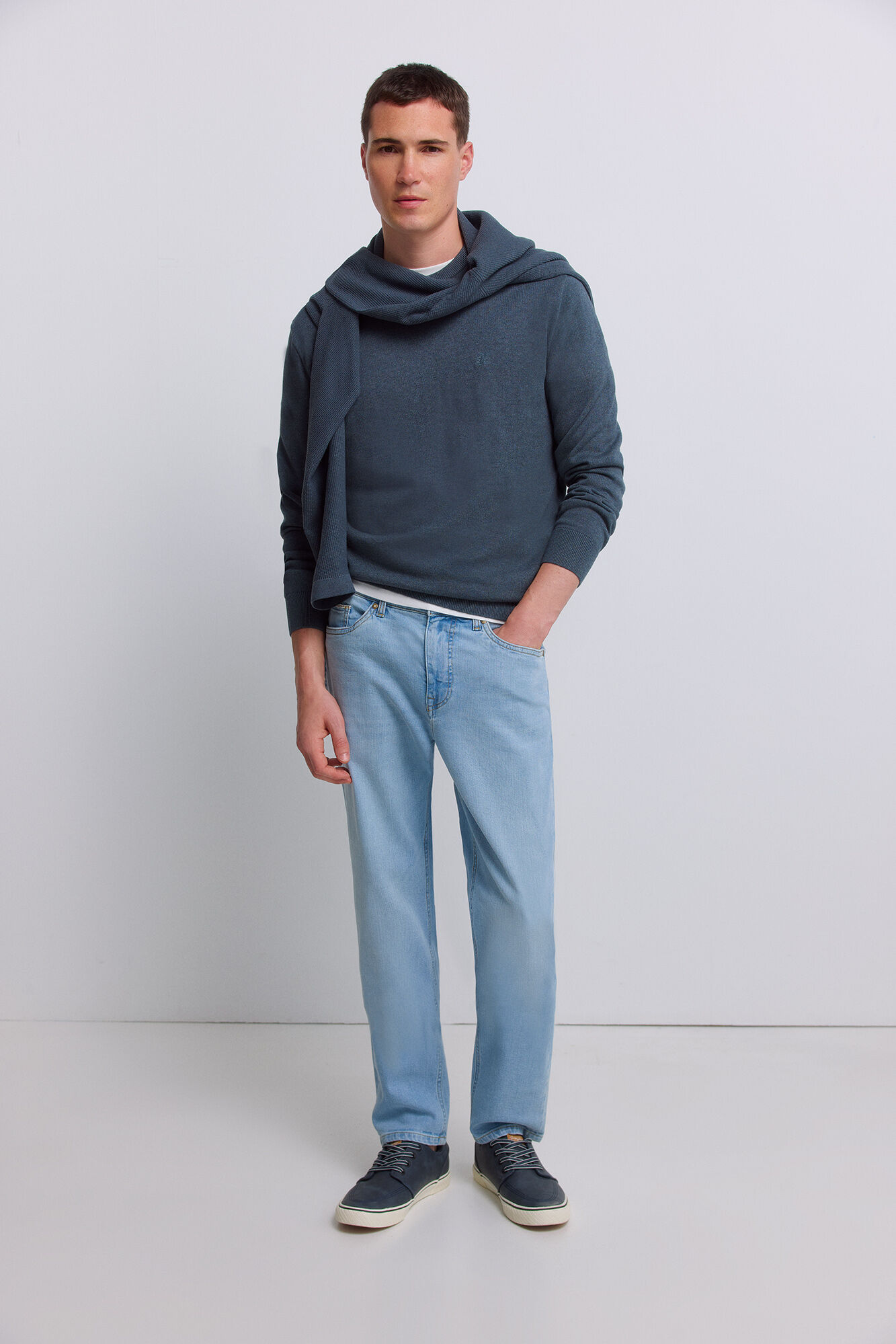 Springfield Su&eacute;ter b&aacute;sico cuello redondo azul indigo