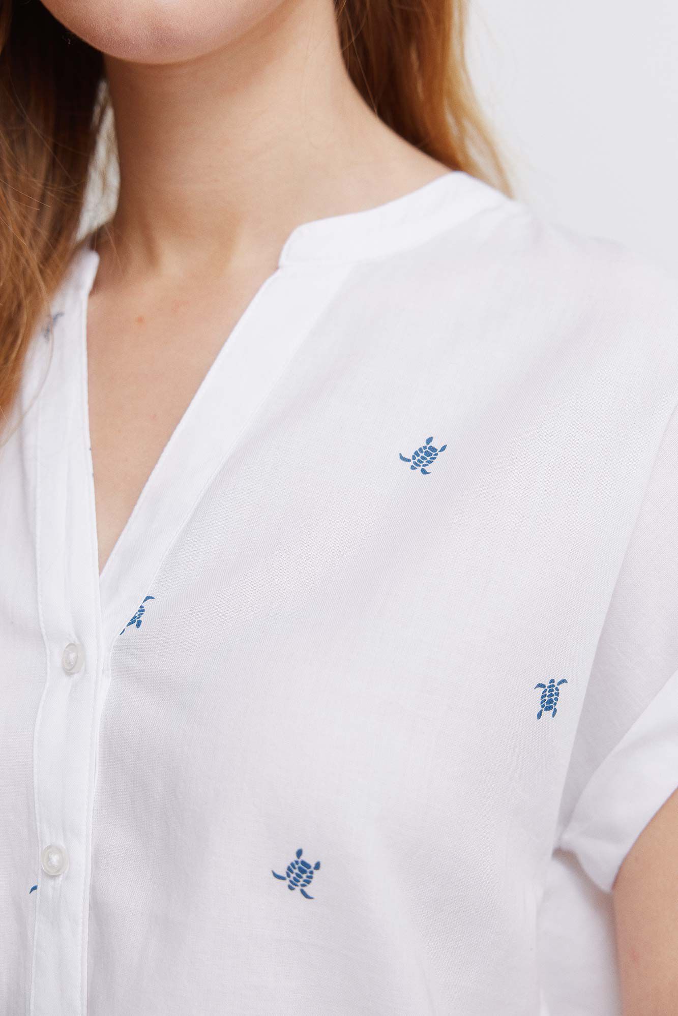 Springfield Camisa de algod&oacute;n cuello mao marfil