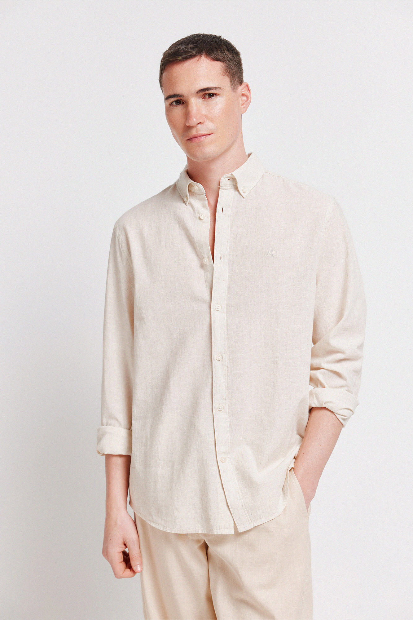Springfield Camisa lino beige