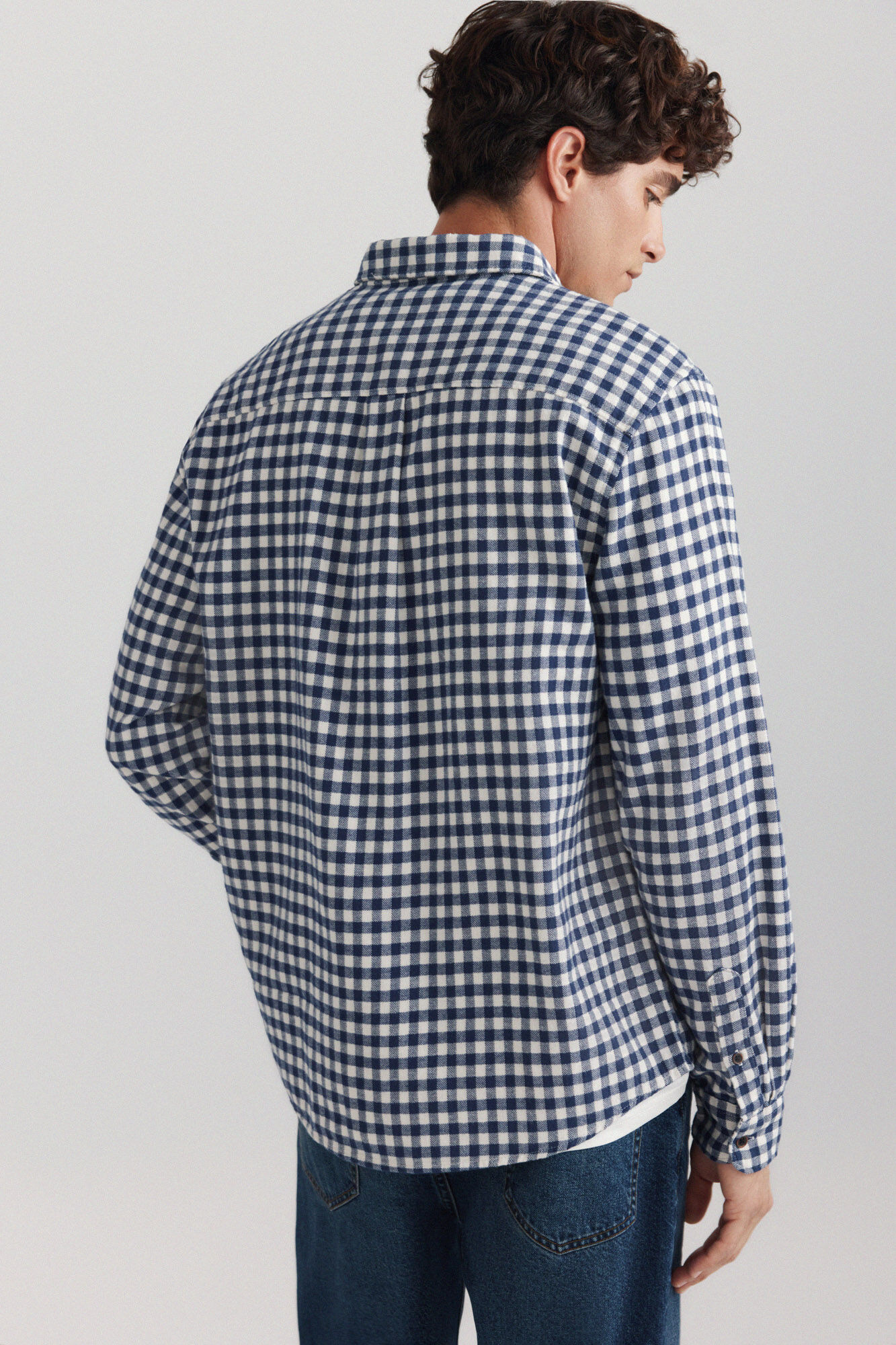 Springfield Camisa de franela estampado vichy azul