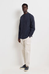 Springfield Camisa seersucker mao azul