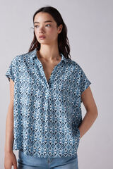 Springfield Blusa polera estampada marino