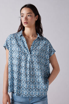 Springfield Blusa polera estampada marino