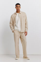 Springfield Pantal&oacute;n de corte recto de lino beige