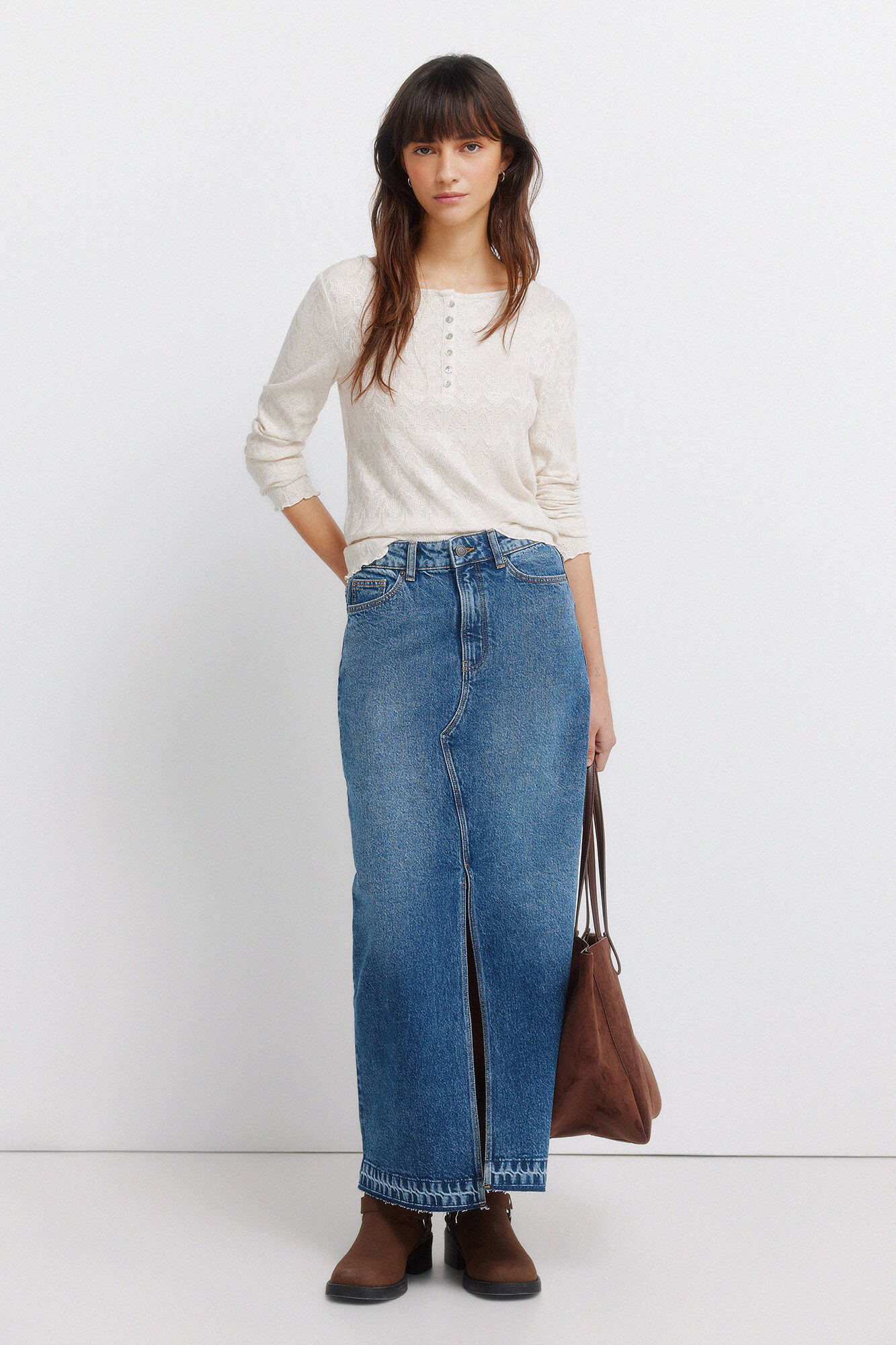 Springfield Falda midi de mezclilla