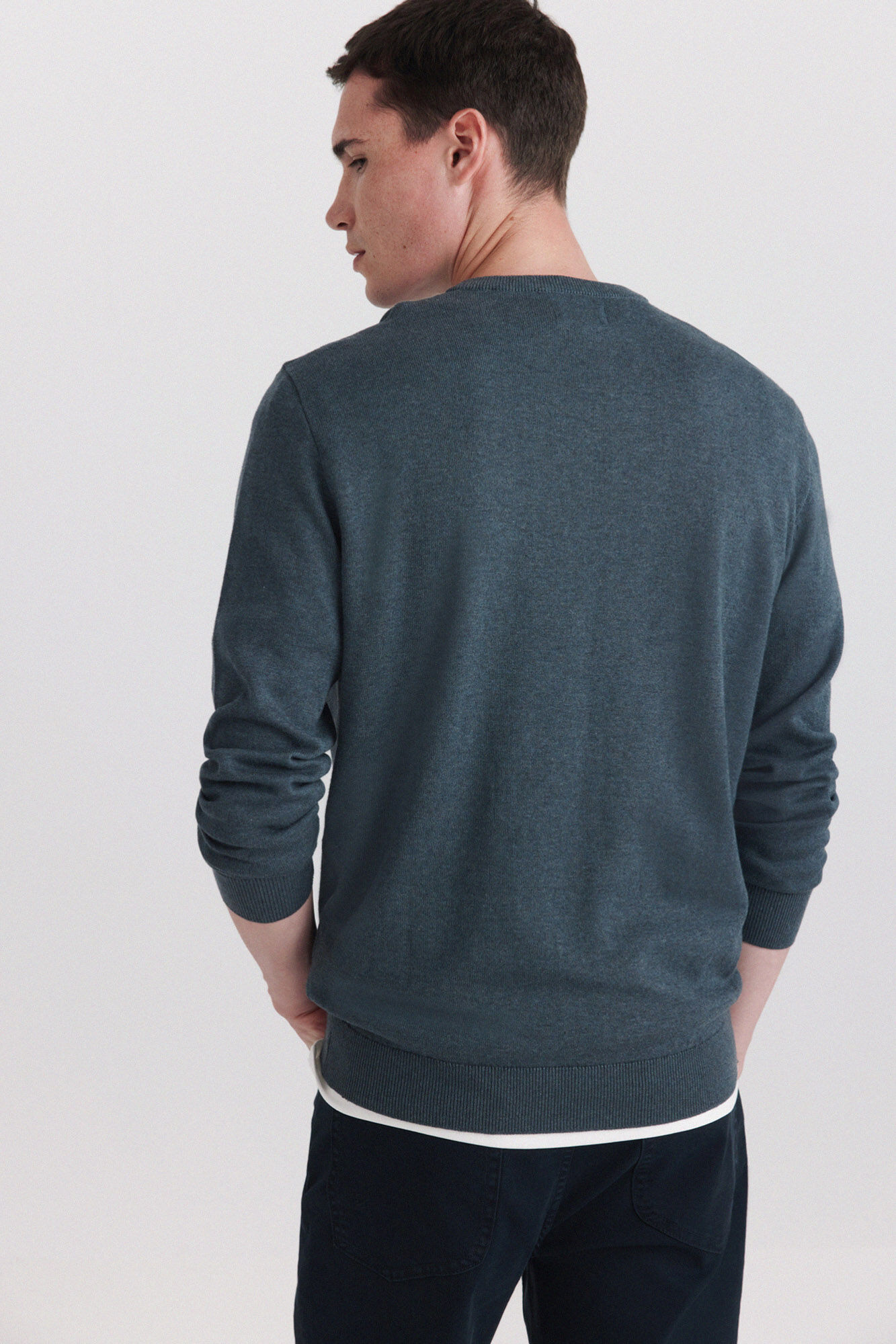 Springfield Jersey b&aacute;sico cuello pico azul indigo
