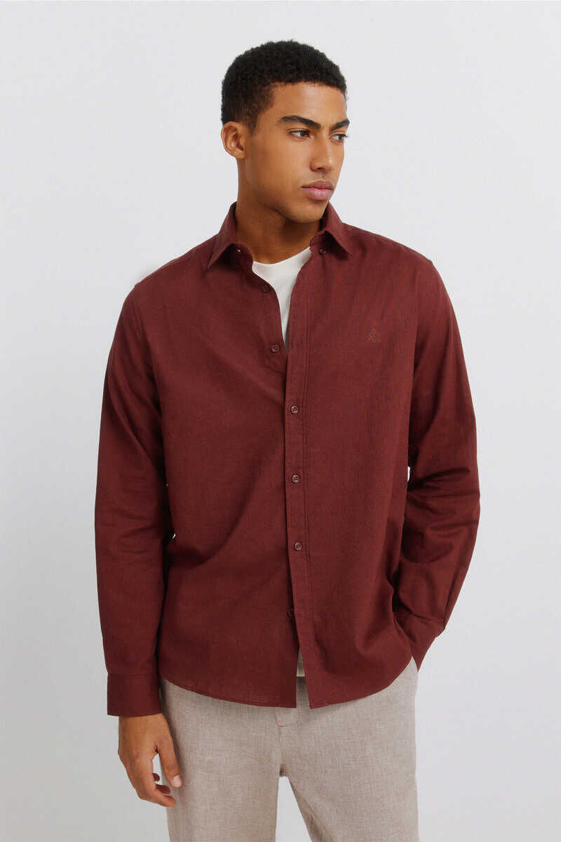 Springfield Sobrecamisa de lino con bolsillo overshirt naranja
