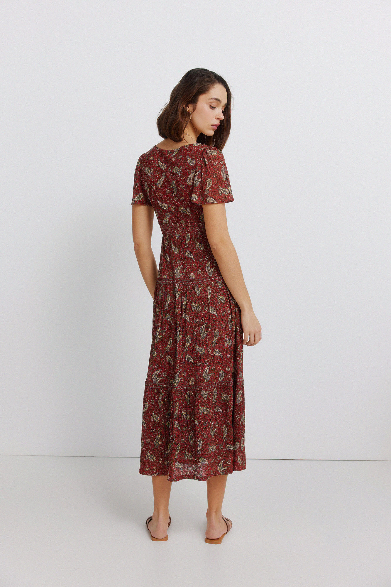 Springfield Vestido midi estampado cenefa coral
