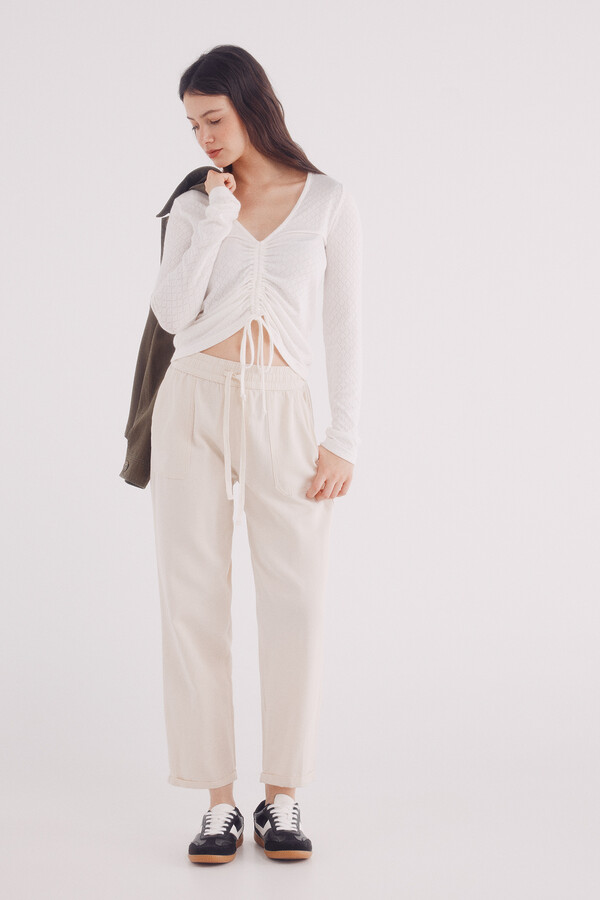 Springfield Pantalón jogger lyocell algodón beige