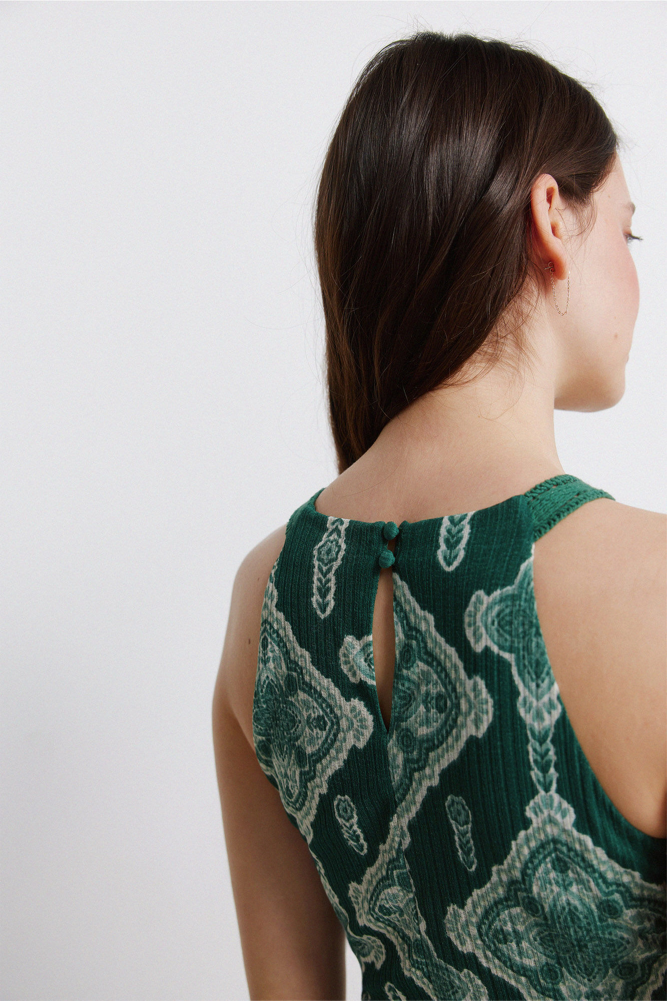 Springfield Vestido halter de crochet verde
