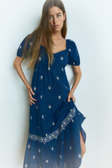 Springfield Vestido midi cenefa volante azulado
