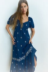 Springfield Vestido midi cenefa volante azulado