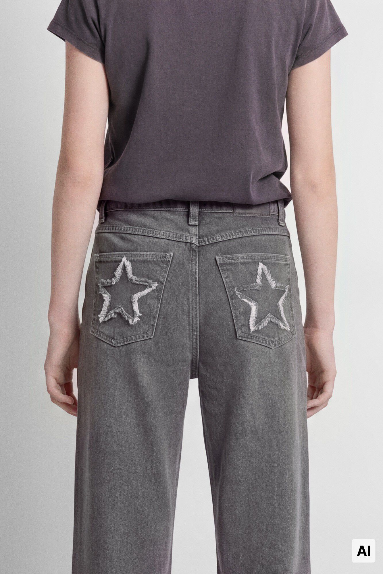 Springfield Kids Pantal&oacute;n wide leg de mezclilla b&aacute;sico para ni&ntilde;a gris