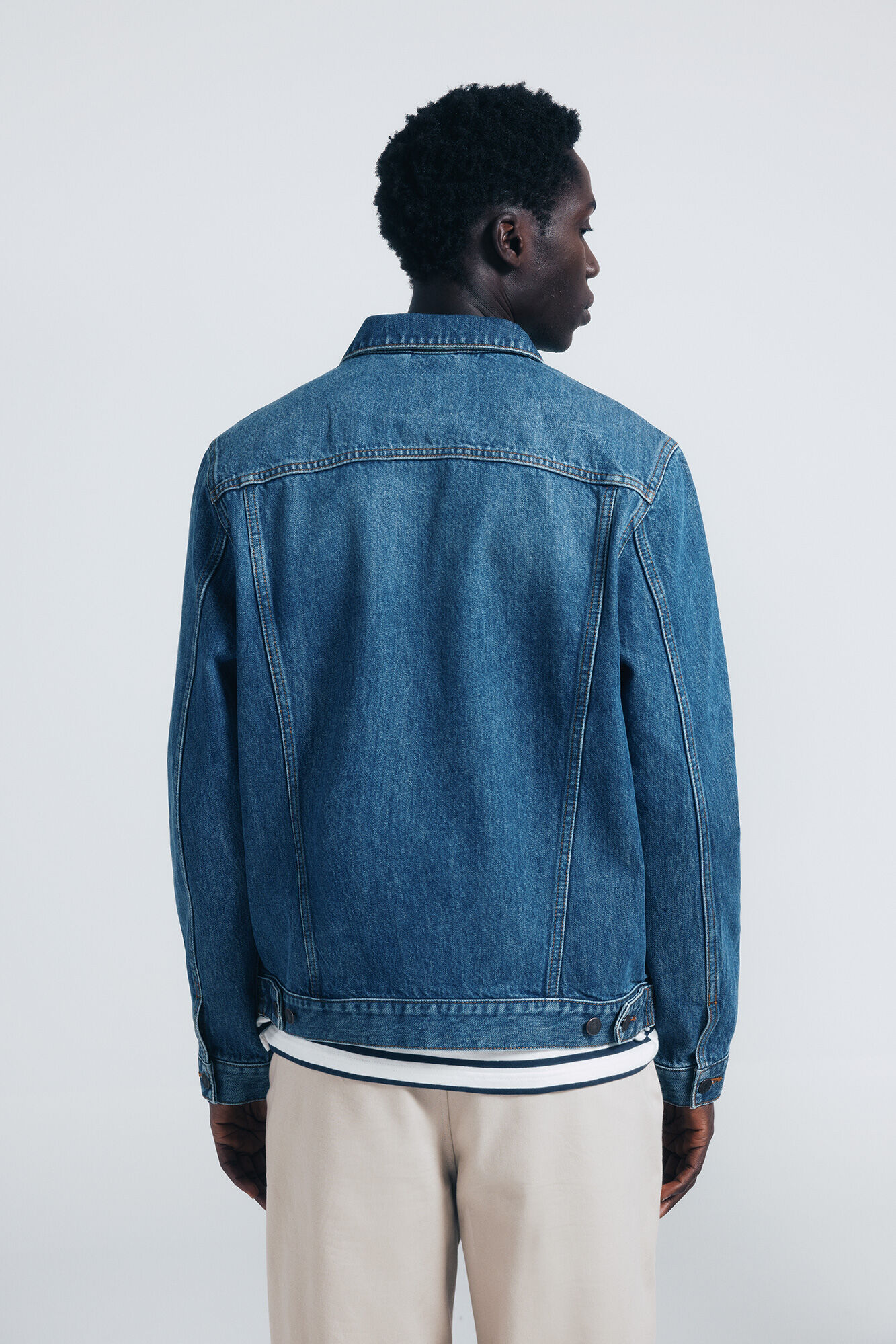 Springfield Chamarra denim b&aacute;sica turquesa