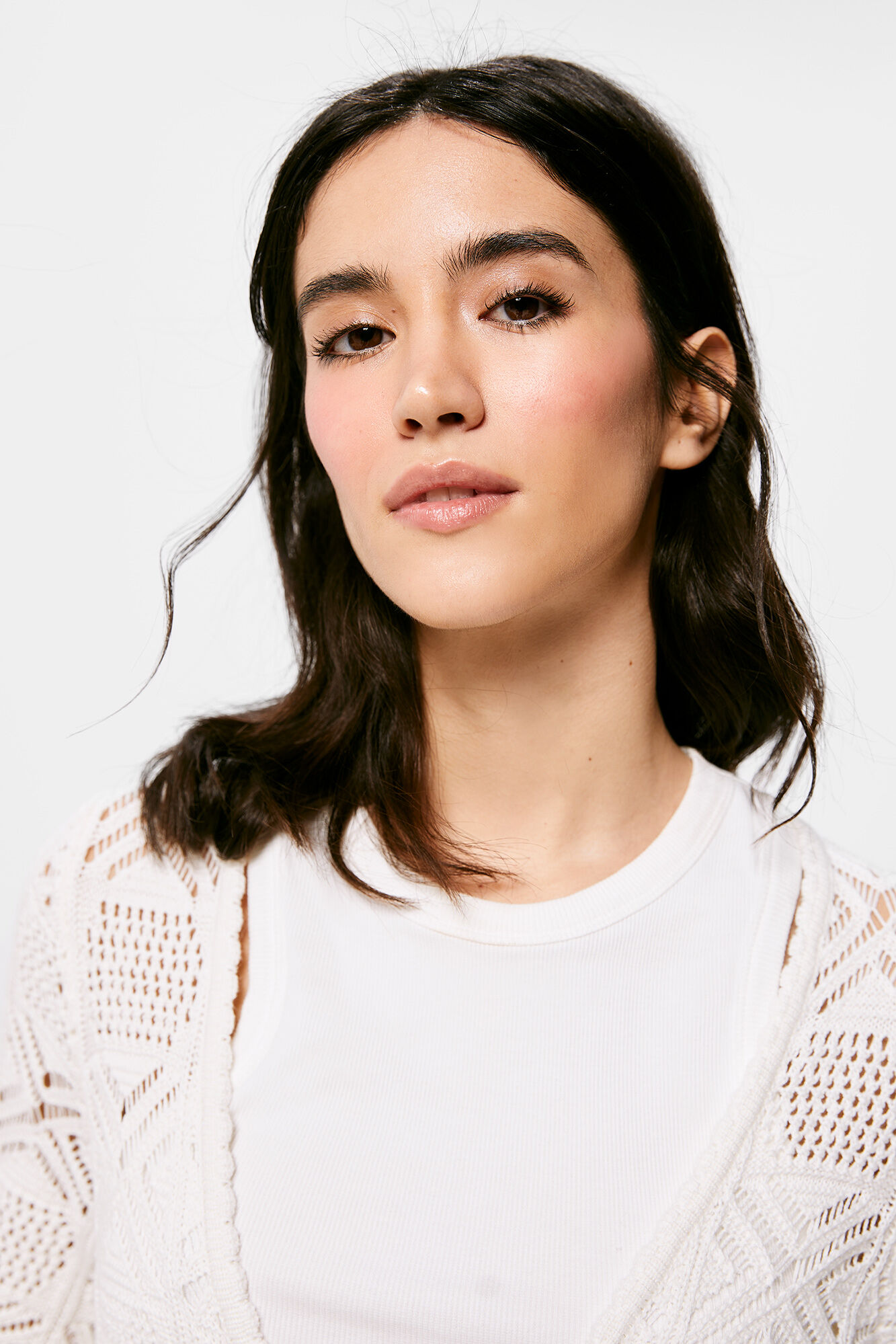 Springfield Cardigan Largo Calados beige