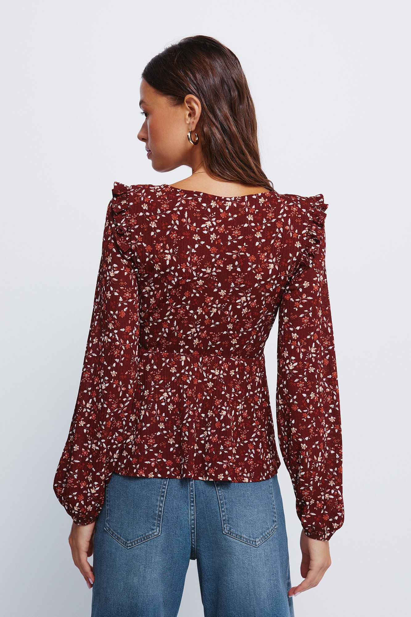 Springfield Blusa con estampado de botones  naranja