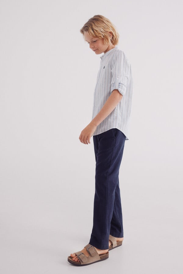 Springfield Kids Pantalon chino lino niño azulado